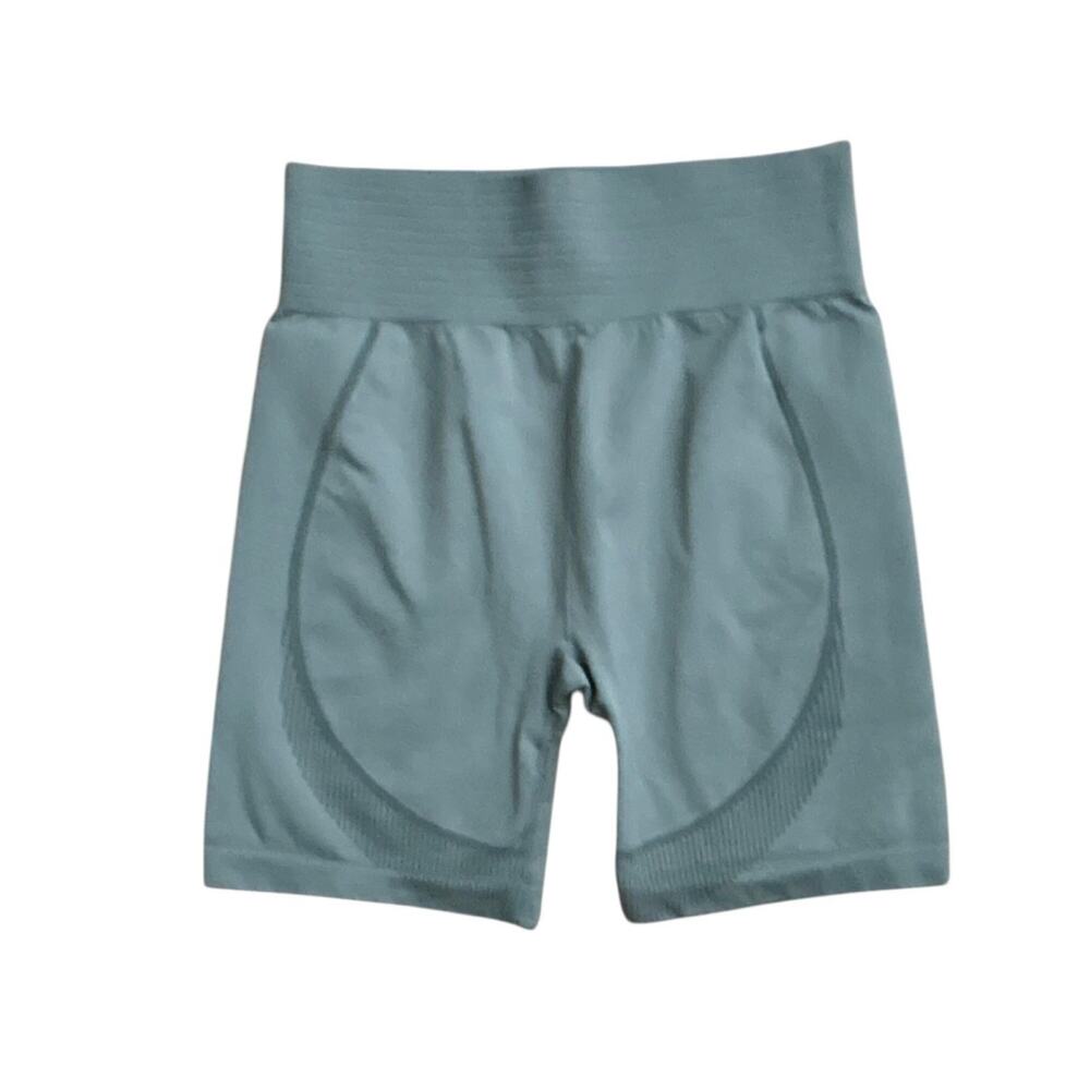 H&M Move Biker Shorts Womens Medium Teal Seamless High Rise Compression Stretch